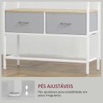 Móvel Cabide de Entrada com Banco Sapateira 8 Ganchos 2 Gavetas de Tecido Barra Prateleira 80x30x180,5 cm Branco e Madeira