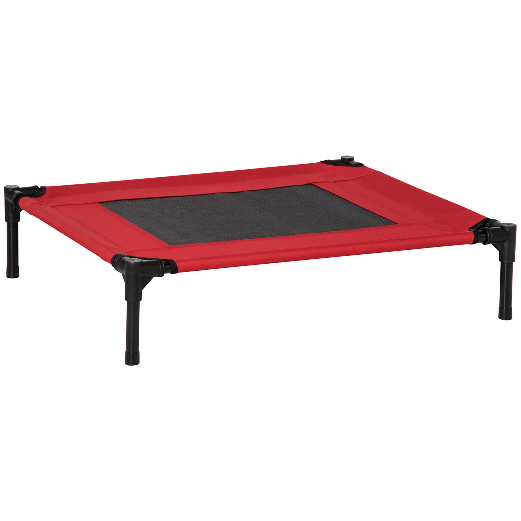 Cama para Animais de Estimação Cama Elevada para Cães Gatos Portátil Tecido Transpirável para Exterior Interior 76x61x18cm Vermelho