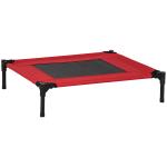 Cama para Animais de Estimação Cama Elevada para Cães Gatos Portátil Tecido Transpirável para Exterior Interior 76x61x18cm Vermelho