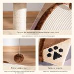 Árvore Arranhador para Gatos de 2 Níveis com Poste e Tapete de Arranhar Cama e Bola Suspensa 35,5x37x46 cm Marrom