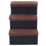 Escada para Animais de Estimação de 3 Degraus Dobrável com Tampa e Espaço de Armazenamento Escada para Cães Gatos Pequenos para Cama Sofá 40x54x48cm Preto