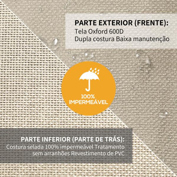 Capa Protetora para Móveis de Jardim 152x87x59 - 79 cm com Tecido Oxford 600D Impermeável e Fivela Bege e Creme