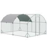 Galinheiro para Exterior para 6 - 12 Galinhas de Aço Galvanizado com Teto de Tecido Oxford 2,8x3,8x1,97m Prata