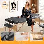 Marquesa de Massagem Dobrável Portátil com Altura Ajustável Apoio de Cabeça Apoios de Braço Acolchoados 215x60x64 - 89 cm Cinza