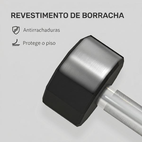 Set de 2 Halteres Dodecagonais 2 x 8 kg em Metal Revestido a Borracha para Treino em Casa e Ginásio Preto