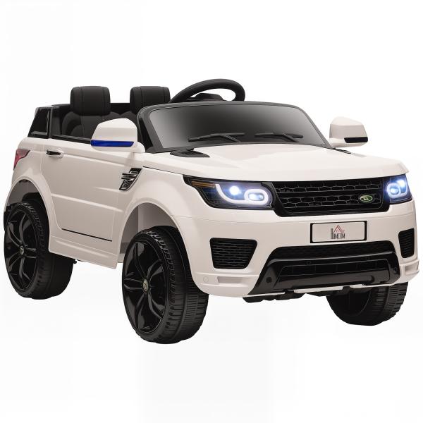 Carro Elétrico SUV Infantil 12V com 2 Motores Controlo Remoto Faróis Buzina Bluetooth Música USB e Abertura de Porta 3 - 5km/h 110x68x52cm Branco