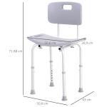 Cadeira para Duche Antiderrapante com Altura Ajustável em 8 Níveis Cadeira de Banho 50,6x43x71 - 88 cm Cinza
