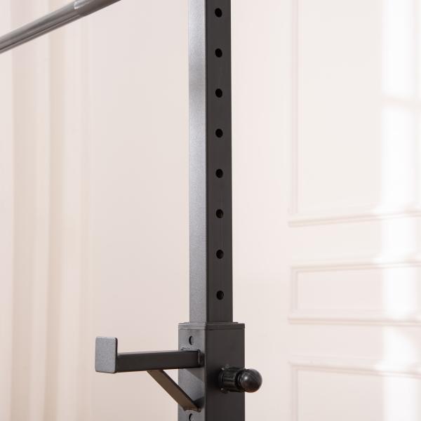 Suporte para Barra de Pesos Ajustável Estante de Aço para Levantamento de Pesos Carga Máx. 150kg Treinamento em Academia Casa 52x48x105 - 160cm Branco e Preto
