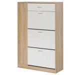 Sapateira de 3 Portas para 18 - 27 Pares de Sapatos com Gaveta e Armário para Entrada Dormitório 84x30x132 cm Madeira Natural