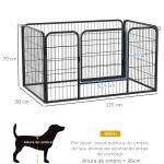 Parque para Animais de Estimação Retangular Gaiola para Cães 4 Paineis de Metal com Porta e Dupla Fechadura Cerca de Treinamento 129x84x70cm Preto