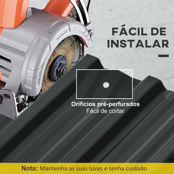 Conjunto de 12 Painéis para Teto de Aço Galvanizado Chapas Perfiladas de Teto 7m² para Abrigo de Ferramentas 129x45cm Cinzento Escuro