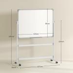 Quadro Magnético de Dupla Face 120x90 cm Quadro Branco Giratório com Suporte Ímanes Marcadores e Apagador Branco