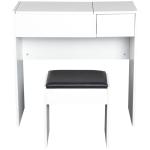 Toucador de Maquilhagem com Branco e Tampa Dobrável Mesa de Maquilhagem com Compartimentos e Gaveta 80x40x79cm Branco