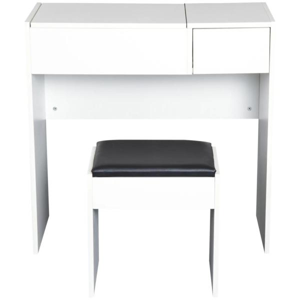 Toucador de Maquilhagem com Branco e Tampa Dobrável Mesa de Maquilhagem com Compartimentos e Gaveta 80x40x79cm Branco