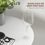 Mesa de Bar Redonda Mesa Alta de Cozinha Moderna com Estrutura de Aço para 2 Pessoas Ø60x102 cm Preto