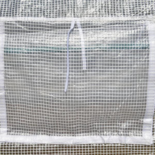 Estufa Tipo Túnel de Jardim 600x300x200cm para Cultivo de Plantas Verduras com 8 Janelas e Porta Enroláveis com Zíper Aço Branco