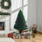 Árvore de Natal Artificial 120 cm com Fibra Óptica e Suporte Metálico Decoração de Natal Ø60x120 cm Verde