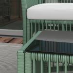 Conjunto de Jardim Exterior em Ratan Sintético com 2 Poltronas 1 Sofá de 2 Lugares 1 Mesa de Centro e Almofadas Verde
