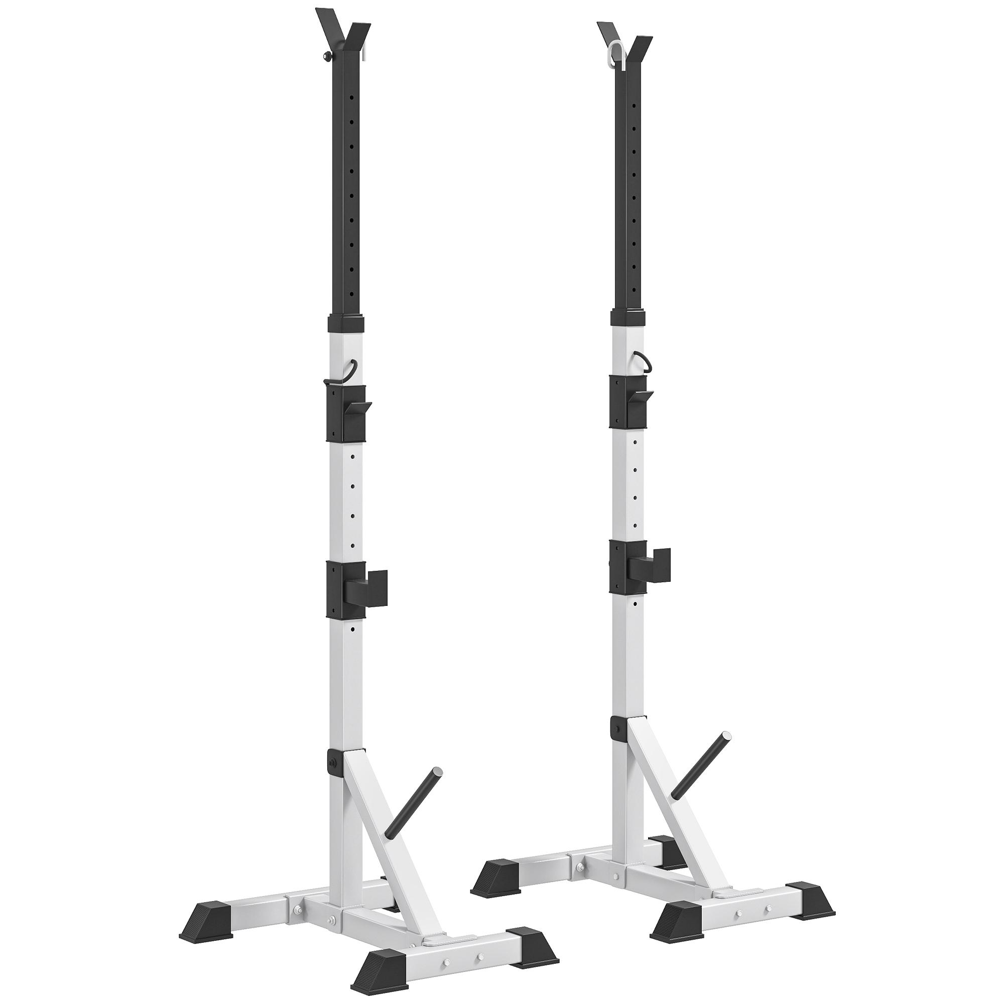 Suporte para Barras de Pesos Ajustável 2 Peças de Aço Treinamento em Casa Peso 200 kg 58,5x75,5x136 - 176 cm Prata e Preto