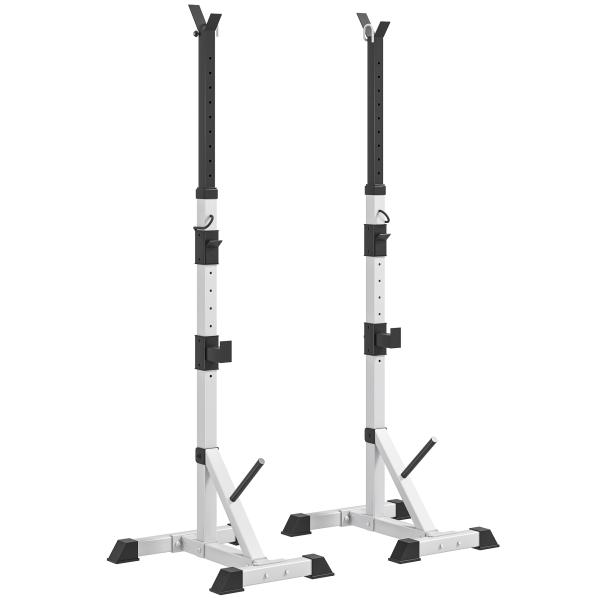 Suporte para Barras de Pesos Ajustável 2 Peças de Aço Treinamento em Casa Peso 200 kg 58,5x75,5x136 - 176 cm Prata e Preto