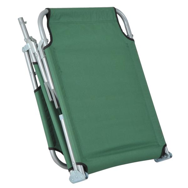 Espreguiçadeira Dobrável e Reclinável em 4 Posições com Estrutura Metálica e Tecido Oxford para Exterior 187x58x28 cm Verde