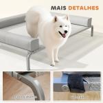 Cama Elevada para Cães com Latertais Amovíveis Cama Elevada para Cães Grandes Portátil com Malha Respirável 130x90x30 cm Cinza Claro