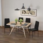 Conjunto de 4 Cadeiras de Sala de Jantar Estofadas em Linho com Pernas em Metal Cadeiras Modernas para Cozinha Quarto Suporta até 120 kg 41x50x97 cm Preto