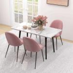 Conjunto de 4 Cadeiras de Sala de Jantar Modernas Cadeiras Estofadas em Veludo com Encosto Alto e Pés de Aço 50x52x83 cm Rosa