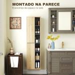 Coluna Casa de Banho de Parede Armário Alto Casa de Banho com Compartimentos Abertos e 2 Portas 40x24x141,5 cm Madeira