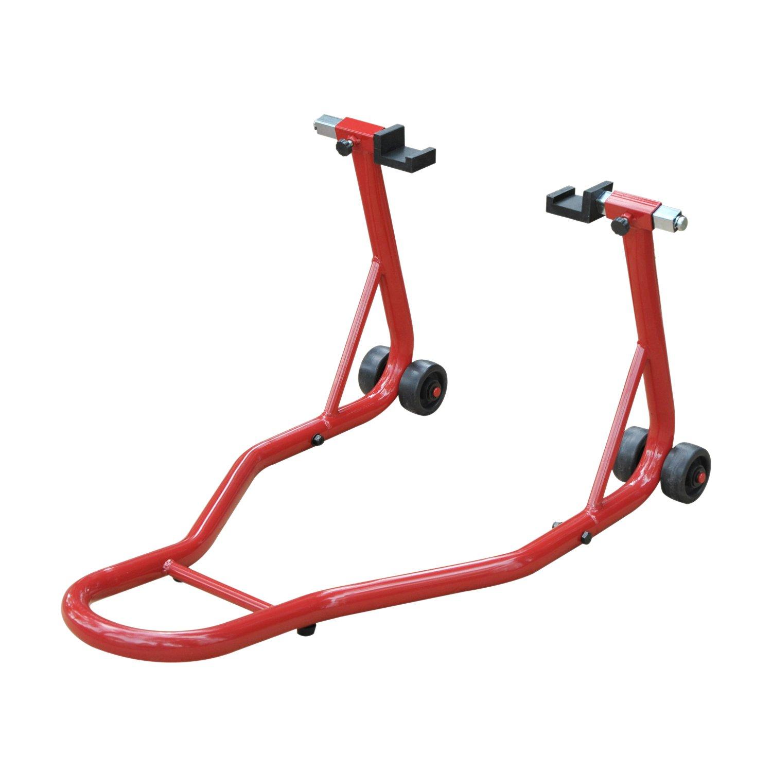 Descanso de Mota Suporte Traseiro Universal Portátil e Móvel – Cor Vermelho – Aço – 80x50x40 cm