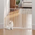 Barreira de Segurança para Cães Extensível para Escadas e Portas 75 - 115cm com 2 Extensões e 10 - 20cm Montagem a Pressão Aço Altura 76cm Branco