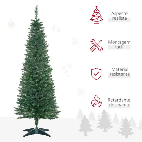 Árvore de Natal Artificial 150cm Ignífugo com 294 Pontas de Ramo PVC Decoração de Natal para Interiores Verde