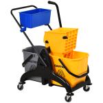 Balde de Esfregona 26 L com Rodas, Sistema de Espremedor, Asa de Transporte e Duplo Compartimento 78x45x95 cm Multicolor