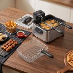 Fritadeira 5 L com Temperatura Ajustável até 190 °C, Janela de Visualização e Temporizador 60 min