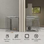 Armadilha para Animais Vivos Dobrável 81x26x34,5 cm Gaiola de Captura com Porta e Alça para Coelhos Roedores Prata