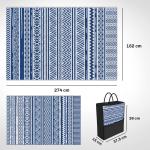 Tapete de Exterior 182x274 cm Tapete Reversível Estilo Moderno para Varanda Pátio Campismo Praia Azul Escuro e Branco