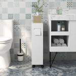 Armário Auxiliar Casa de Banho com 4 Rodas 2 Compartimentos para Papel Higiénico Armário e Prateleiras Ajustáveis 52x17x67 cm Branco