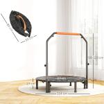 Trampolim Fitness Ø114 Trampolim Dobrável com Pega Ajustável em 4 Níveis Estrutura de Aço Preto e Laranja