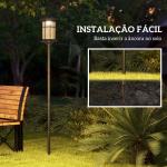 2 Candeeiros Solares de Exterior com Painel Solar Acendimento Automático Impermeável IP44 23,5x23,2x184 cm Preto