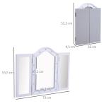 Espelho de Maquilhagem com Luz LED Dobrável Espelho Triplo de Mesa Presente Original para Mulher, 73x53,5x4,5cm