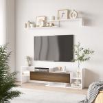 Móvel de TV Moderno Móvel para Televisores 153,6x25x42 cm e Prateleira de Parede 150x14,5x16,3 cm Branco e Marrom