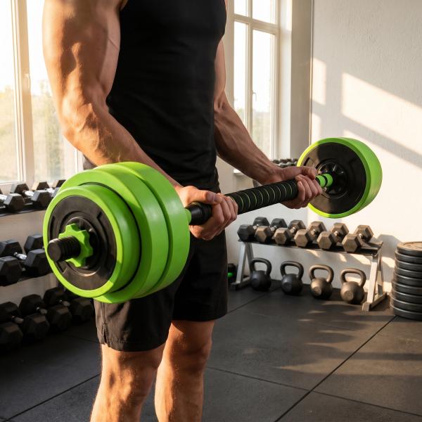 Conjunto de Halteres 30 kg 4 em 1 Conjunto de Pesos com Kettlebell Barra de Pesos para Treino de Força em Casa Ginásio Verde