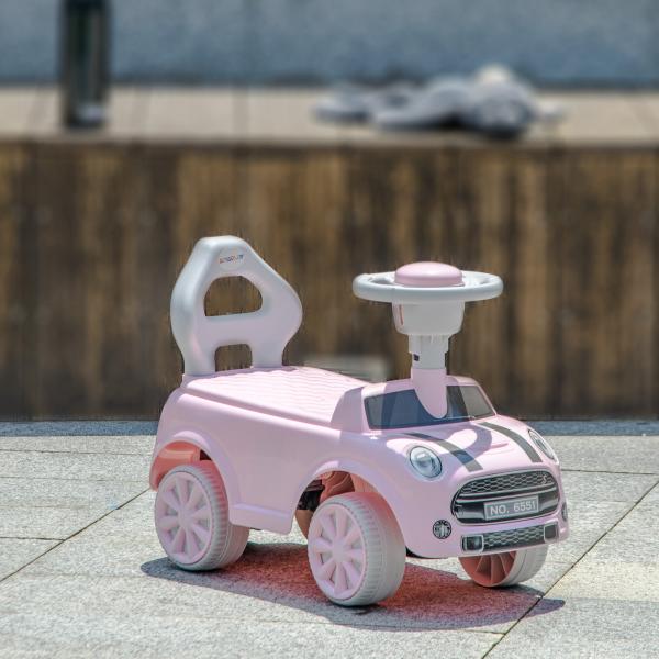 Carro Andador para Bebés de 18 - 36 Meses Carro Andador com Volante Buzina e Sistema Anti - Tombo 53x25x35 cm Rosa