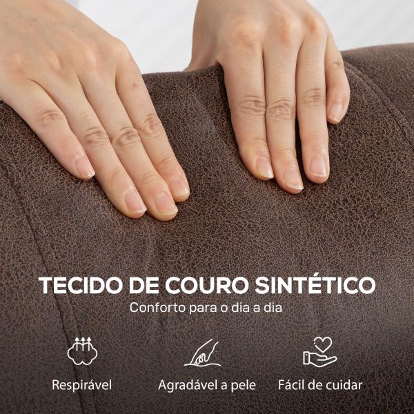 Poltrona Reclinável Manual Poltrona de Couro Sintético com Acolchoamento Espesso até 135º p84x85x104 cm Marrom