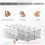 Recinto para Animais Pequenos com 27 Painéis e Forma Personalizável 140x70x70 cm Transparente e Preto