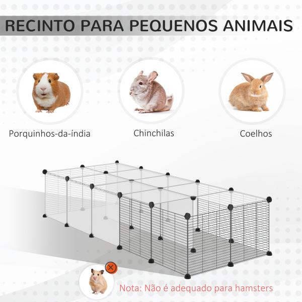 Recinto para Animais Pequenos com 27 Painéis e Forma Personalizável 140x70x70 cm Transparente e Preto