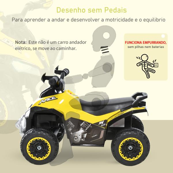 Quadriciclo Infantil para Crianças acima de 18 Meses com Luzes e Música 67,5x38x44cm Amarelo