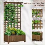 Floreira com Treliça de Madeira Caixa de Plantio com Suporte para Plantas Trepadeiras 90x45x183cm Marrom Escuro