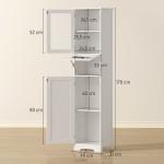 Coluna Casa de Banho com Porta de Vidro Prateleiras Ajustáveis Gaveta para Espaços Pequenos 40x31x170 cm Branco