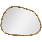 Espelho de Parede Decorativo 70x50 cm com Forma Irregular e Moldura de Madeira para Sala Entrada Horizontal ou Vertical Natural